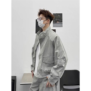 现货得物二开 复古工装宽松立领水洗cleanfit夹克美式JK1252-P98图片