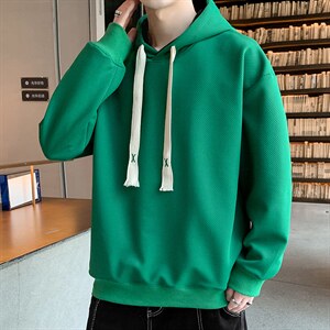 好质量！华夫格上衣男圆领连帽华夫格卫衣男大码长袖t恤男W622图片