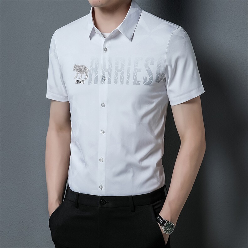 DN6273限价128元男士2023夏季短袖衬衫商务休闲修身衬衣P70图片