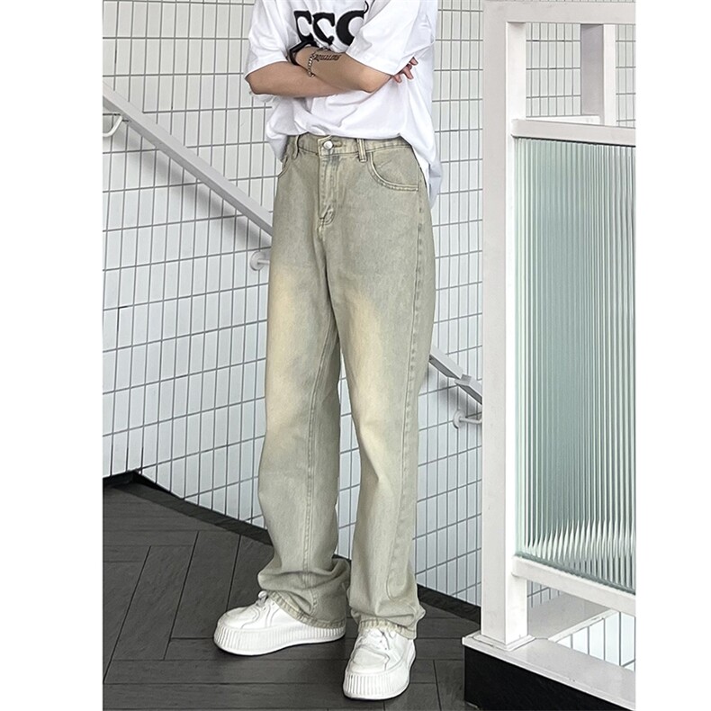 B221美式ins高街小众百搭纯色微喇牛仔裤LK22087-P55控78,男装牛仔裤,电商B221