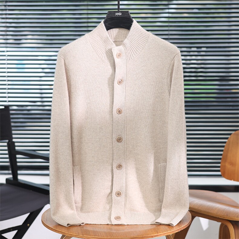 新款男士羊绒开衫秋季时尚商务休闲百搭针织外套高品质保暖毛衣男装，男装羊绒开衫，君道羊绒
