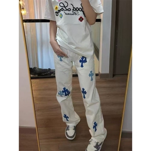 新款vibe风暗牛仔裤男潮牌直筒弹力百搭长裤文艺新款时尚XA476图片