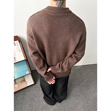 慵懒文艺新款冬季百搭宽松慵懒风假两件撞色灰色圆领针织毛衣男，男装针织衫/毛衣，星座506A
