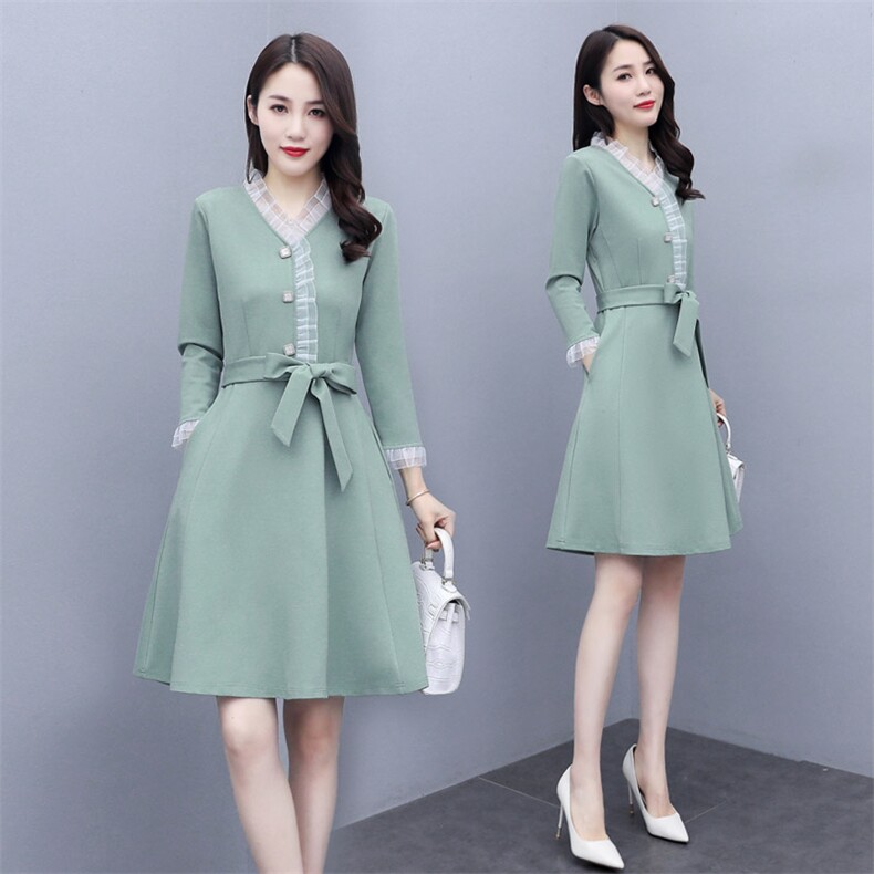 2025春季新款连衣裙小香风时尚休闲收腰显瘦大摆连衣裙，女装连衣裙，施恩睿棋