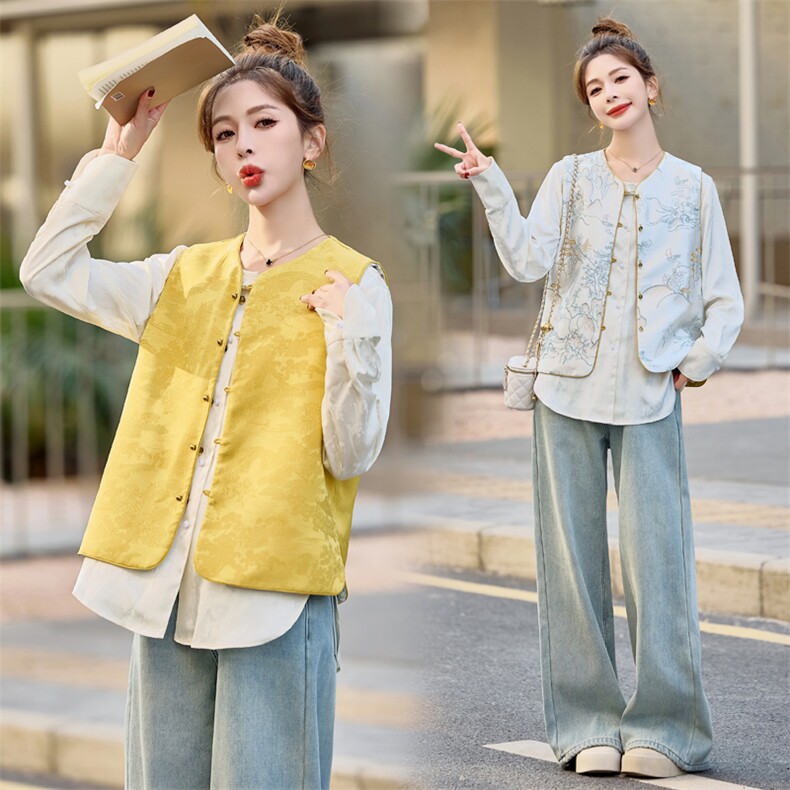 新中式国风马甲女2025春新款超火时髦洋气独特漂亮小香风刺绣背心，女装马甲，微微衣阁