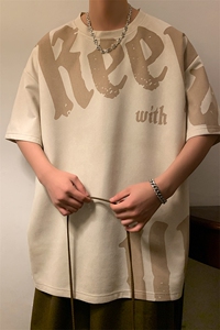 新款短袖男港风暖夏季T恤休闲百搭印花圆领T恤男上衣TC3137-P35图片