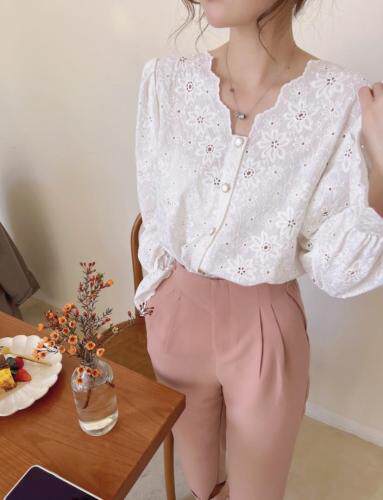 特种刺绣花露锁骨衬衣，其它，新袖