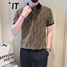店主风社会小伙男士POLO衫男亮面简约款翻领T恤301A-1/PL96/P53，男装T恤，星座301A-1