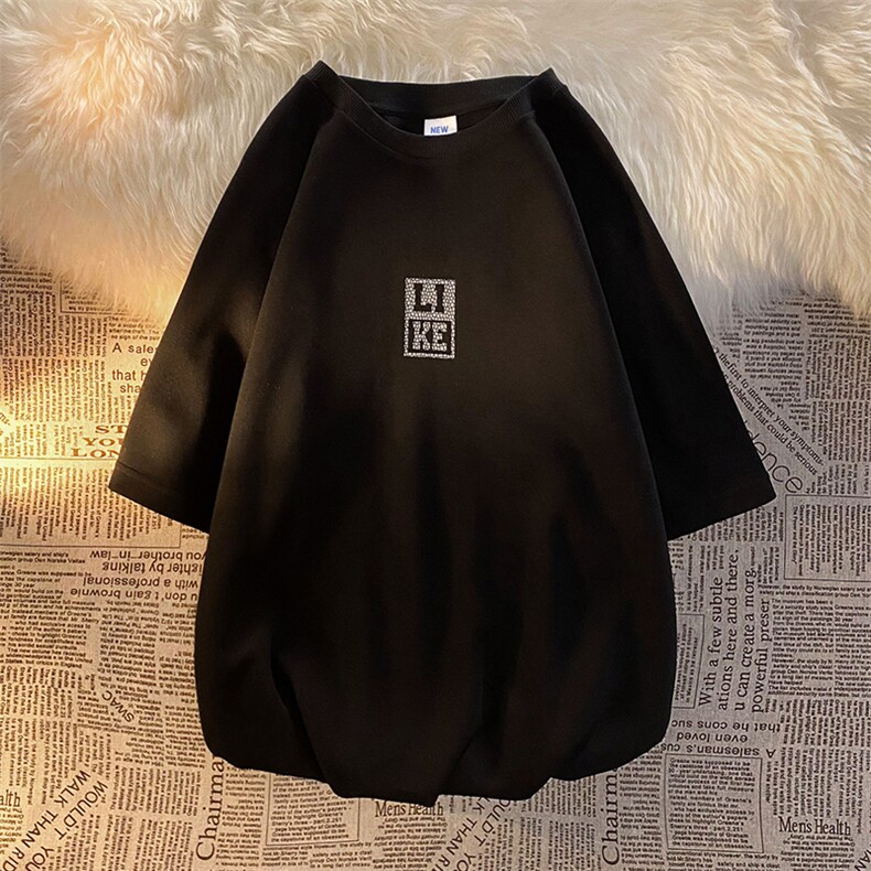 新款夏季短袖珠地面料宽松简约落肩男士T恤ZDY3409-P46,男装T恤,星座717
