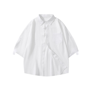 港风网红凉感中式翻领七分袖冰丝衬衫男XZ213-CS8810-P45控58图片