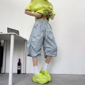 FOFWMODE 美式冰丝速干多巴胺短裤男百搭宽松休闲刺绣七分沙滩裤图片