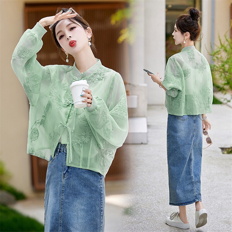 新中式外套女2025春夏新款女装时尚气质休闲重工刺绣防晒服，女装防晒衣，关键词