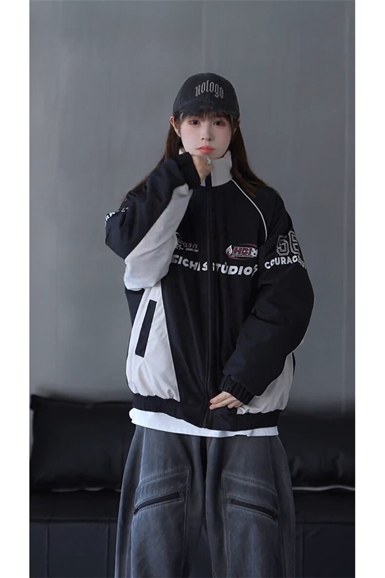 抖音视频截图只展示大货印花立领机车潮牌棉服77950特P85,男装棉衣,星座226-2