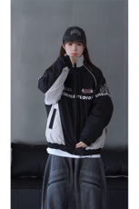 抖音视频截图只展示大货印花立领机车潮牌棉服77950特P85，男装棉衣，星座226-2