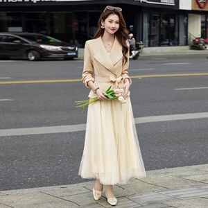 现货2026春装新款时尚气质潮流女小外套蕾丝半裙套装通用两件套，女装套装/套裙，奋斗女王