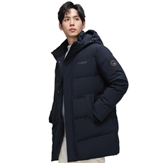 90%白鸭绒羽绒服男中长款加厚冬款户外潮牌大码外套男P180298，男装羽绒服，星座1210A