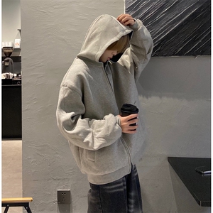 抖音得物高品质二开 26春装美式重磅宽松结构双面连帽卫衣外套W68图片