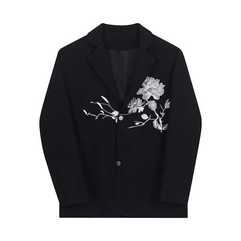 春季新款中式风西服潮流刺绣翻领男女西服小众百搭外套125P130,男装西服,星座901-1（原C217）