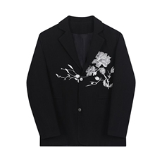 春季新款中式风西服潮流刺绣翻领男女西服小众百搭外套125P130，男装西服，星座901-1（原C217）
