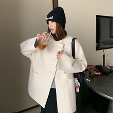【已出货】2025冬宽松版型新中式呢大衣外套2C372-9066-P205控298，女装毛呢外套，2C372