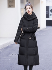 2025冬季新款连帽保暖时尚显瘦高级感过膝长款90%羽绒服，女装羽绒服，难舍钰依