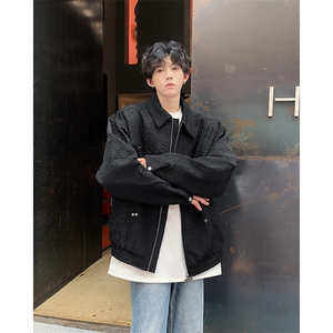 潮牌重工褶皱休闲翻领夹克上衣宽松情侣春秋外套男女JK85500-p68图片