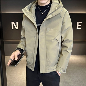 M21 P120 2025秋冬新款二棉加棉夹克连帽冲风衣男士外套棉服图片