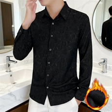 CS633R-P582025秋冬时尚男士加绒加厚碎花衬衣青年长袖衬衫，男装衬衫，星座507A（原星座306B-2）
