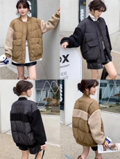 现货羊羔毛拼接羽绒服，女装羽绒服，爱美欧