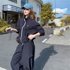 韩系休闲工装套装女2025早秋新款酷飒拽姐外套背心阔腿裤三件套，女装套装/套裙，2C218