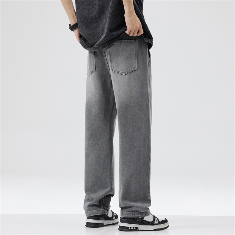 高街牛仔裤春夏薄款2024潮流阔腿裤宽松直筒休闲裤子8060-P55图片