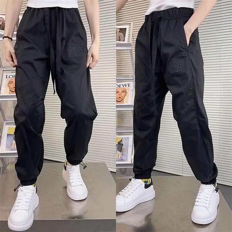 抖音同款运动休闲裤男夏季薄款速干空调裤潮流百搭宽松纯色束脚裤图片
