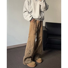 网图有货美式复古工装微喇牛仔裤男伐木阔腿裤A116-P65，男装牛仔裤，星座1505