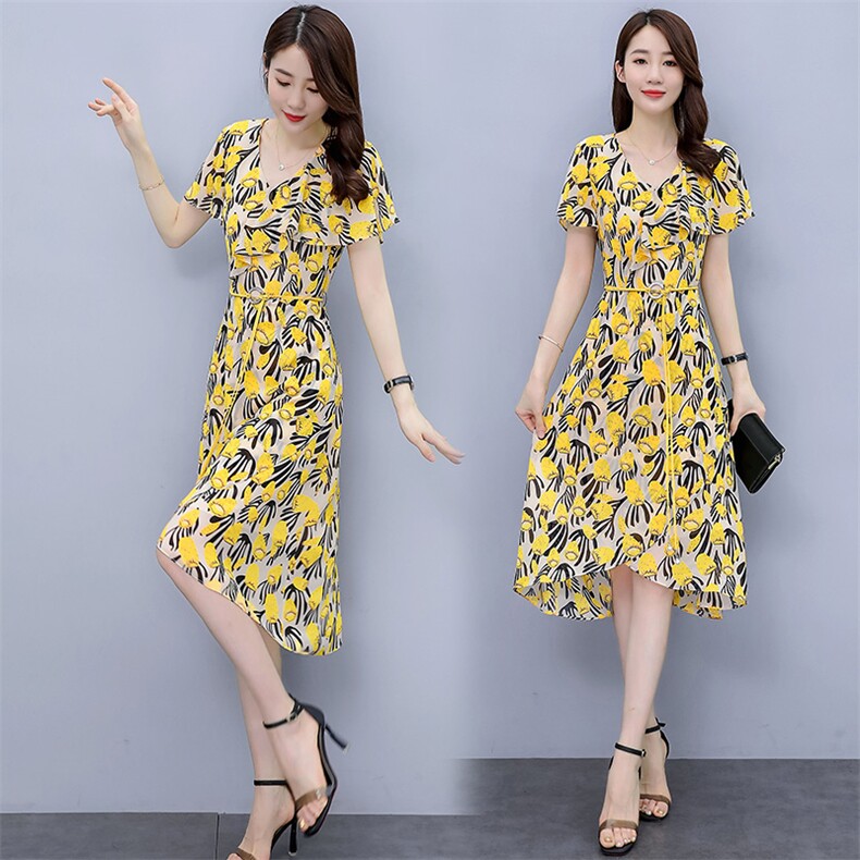 纯棉碎花连衣裙女2025夏季新款气质淑女收腰修身显瘦舒适棉布裙子，女装连衣裙，天丽