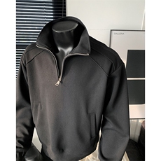 加绒圆领重磅500克拼接卫衣奥粒绒拉链POLO衫外套男RH5316JR-P59，男装Polo衫，星座610B-1