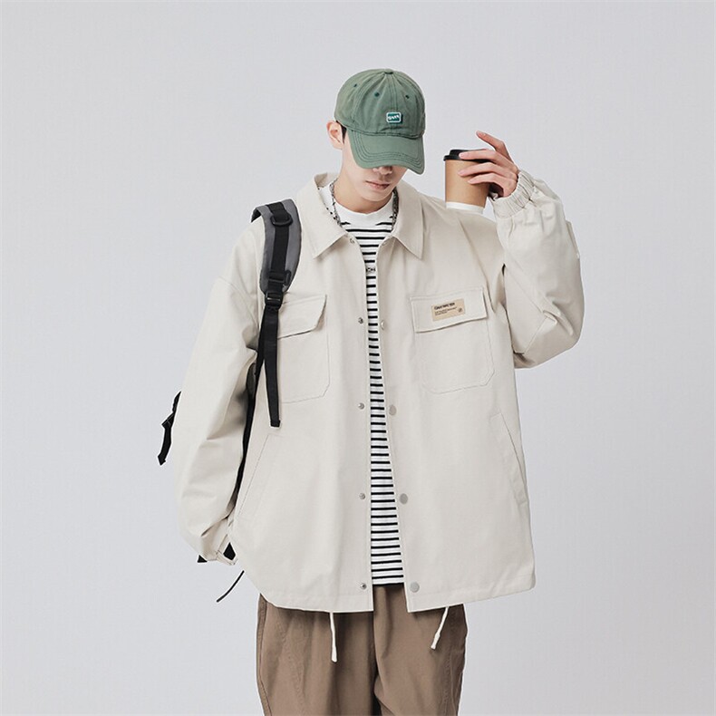 工装夹克男宽松落肩宽松纯色上衣外套DSA157B-JK733-P68,男装夹克,电商A157B