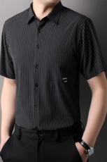 QLM18267男士夏季新款短袖格子衬衣百搭青年休闲衬衫修身免烫，男装衬衫，电商B360