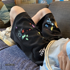 ins男生新款百搭休闲宽松短裤彩色泼墨五分裤B315-K23341-p45控58，男装休闲裤，电商B315