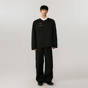 新中式拼色大码M-5XL西服男:95%聚酯纤维5%氨纶XF77951特P65控98图片