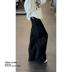 美式复古cleanfit弯刀牛仔裤男女新款宽松直筒阔腿裤LT88988-P45，男装牛仔裤，星座1008