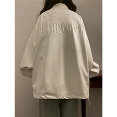 大码pu皮衣夹克钢印美式女复古oversize显瘦设计感情侣机车外套秋，女装皮衣，星座226-2