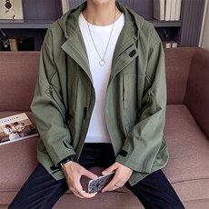 春季休闲运动纯棉外套口袋韩版连帽男士夹克潮 DS168T，男装夹克，电商A102