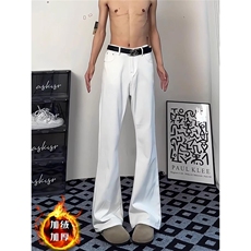 白色微喇牛仔裤男生vibe冬款cleanfit美式修身高街长裤子加绒加厚，男装牛仔裤，四季星座505