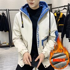 秋冬新款棉服男加绒加厚夹克风衣保暖外套工装棉衣黄860加绒，男装夹克，星座1207