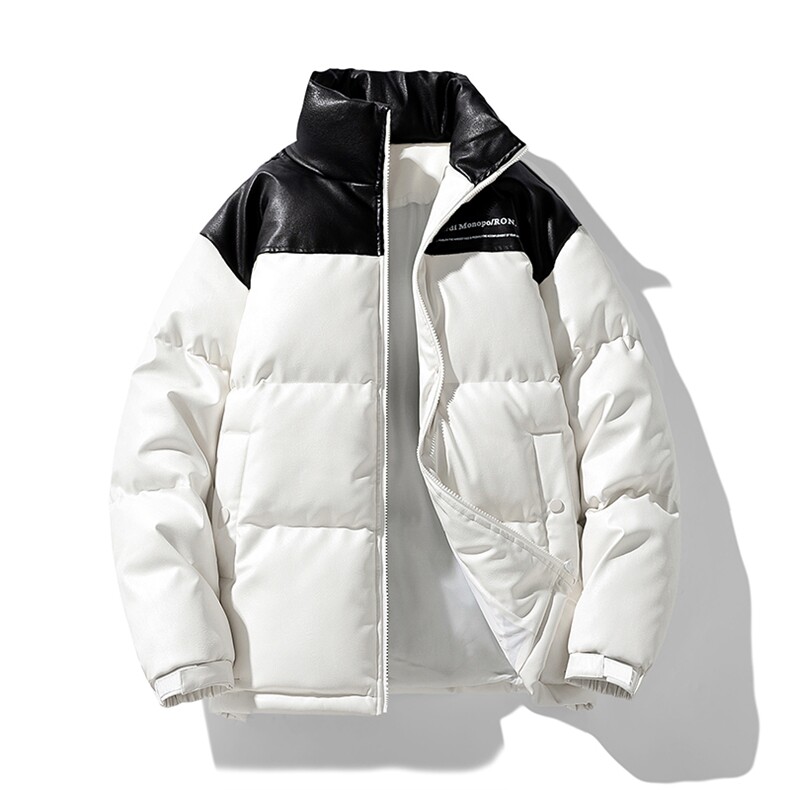 冬季港风纯色立领皮棉衣防风加绒加厚拼色加厚棉衣外套MY6083P85，男装棉衣，电商A128