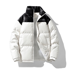 冬季港风纯色立领皮棉衣防风加绒加厚拼色加厚棉衣外套MY6083P85，男装棉衣，电商A128