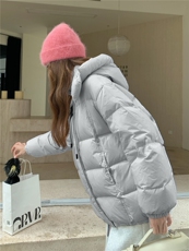 现货甜美泡芙感羽绒服外套女冬季新款韩系连帽加厚白鸭绒面包服，女装羽绒服，网红馆