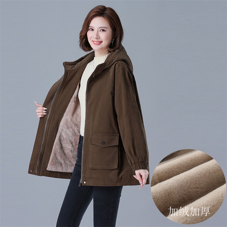 加绒加厚保暖女装派克服时尚百搭显瘦外套舒适羊绒材质适合秋冬季节穿着，女装派克服，秋牧寒烟