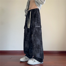数据款水墨扎染刺绣直筒裤宽松阔腿休闲裤*CK2579*P35控68，男装休闲裤，星座511-1
