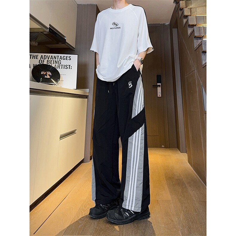 图案已做版权美式伞兵裤男宽松薄款休闲条纹工装裤K655-P50控68,男装工装外套,星座205-5